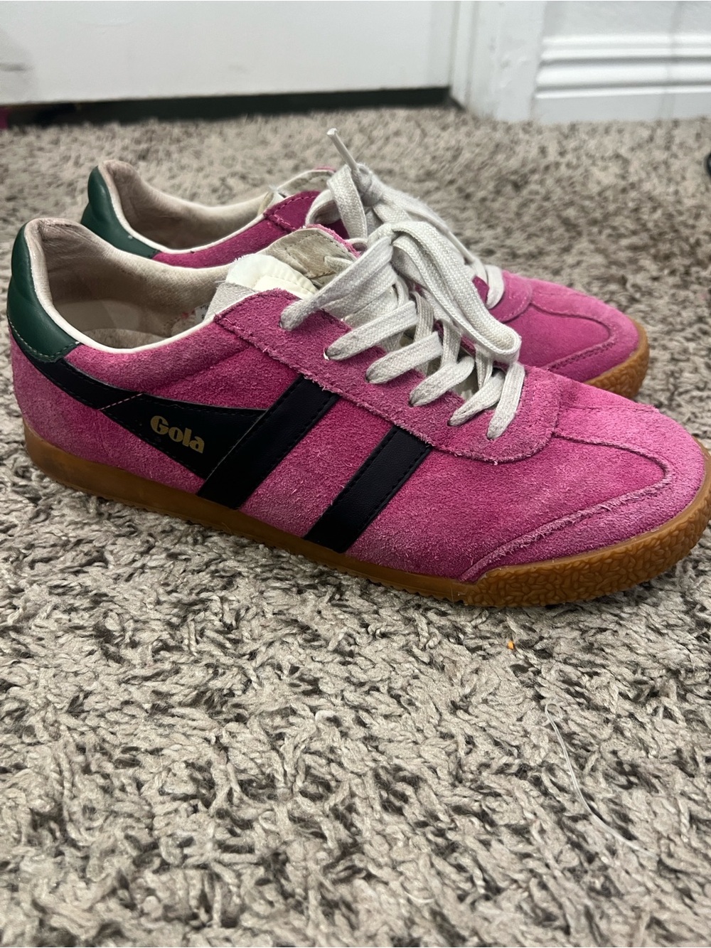 Gola Elan Sneakers in Berry with Green & Navy Leather Details Size 8